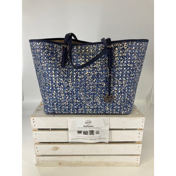 MICHAEL KORS EXTRA LARGE FLORAL PRINT LEATHER TOTE BAG - Picture 1 of 16